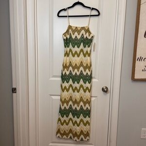 Sadie & Sage Green and Tan Sheath Maxi Dress